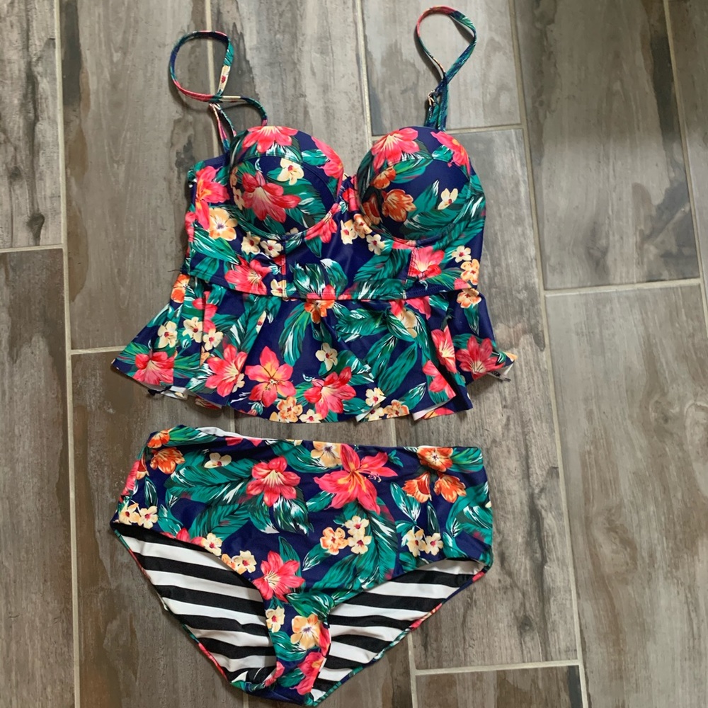 High waisted peplum bikini
